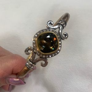 Brighton Gold Bangle Bracelet with Amber Crystal